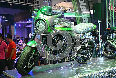 Kawasaki z900 RS motorcycle at Makina Moto show in Pasay, Philippines Editorial Stock Photo